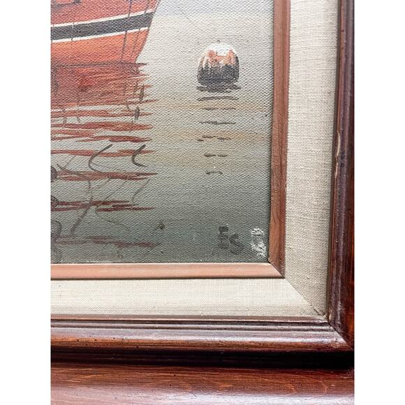 Eugene Schmidt Santa Barbara Oil on Canvas Sailboat Painting -Framed - Picture 3 of 6